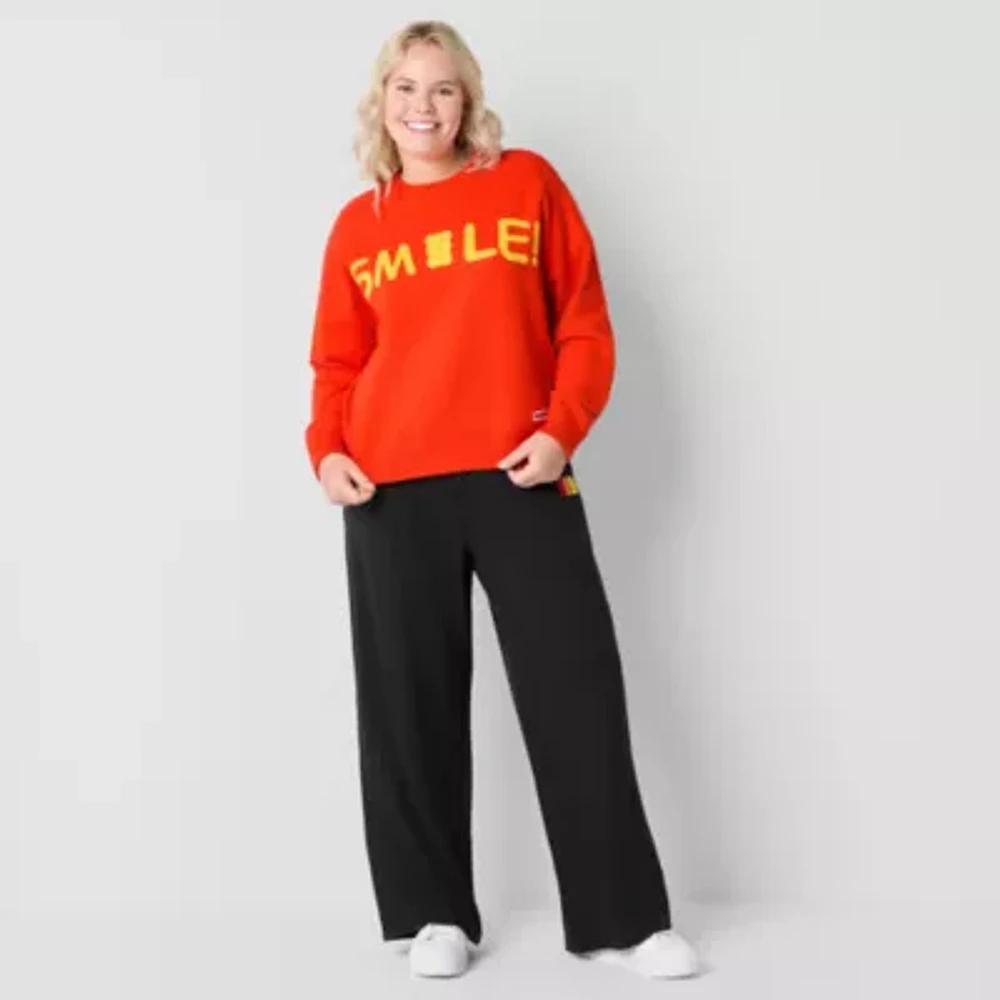 JCPenney x HARIBO Womens Juniors Plus Crew Neck Long Sleeve Pullover Sweater
