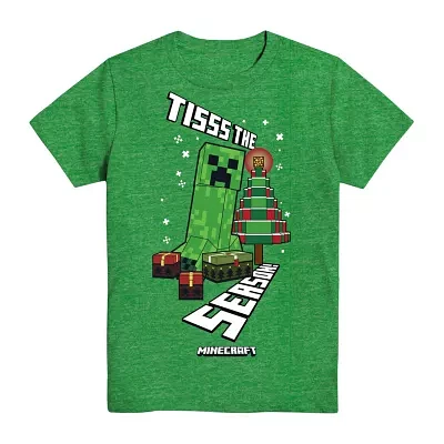 Little & Big Boys Crew Neck Short Sleeve Minecraft Graphic T-Shirt