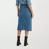 Levi's Side Slit Womens Mid Rise Midi Denim Skirt