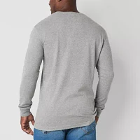 St. John's Bay Waffle Big and Tall Mens Henley Neck Long Sleeve Regular Fit Thermal Top