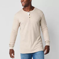 St. John's Bay Waffle Big and Tall Mens Henley Neck Long Sleeve Regular Fit Thermal Top