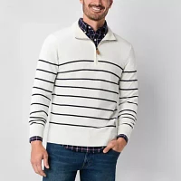 St. John's Bay Fine Gauge Quarter Zip Mens Mock Neck Long Sleeve Pullover Sweater