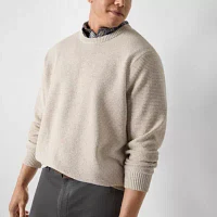 mutual weave Waffle Big and Tall Mens Crew Neck Long Sleeve Pullover Sweater