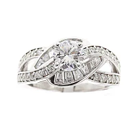 DiamonArt® Cubic Zirconia Sterling Silver Loop Bypass Ring