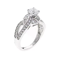 DiamonArt® Cubic Zirconia Sterling Silver Loop Bypass Ring