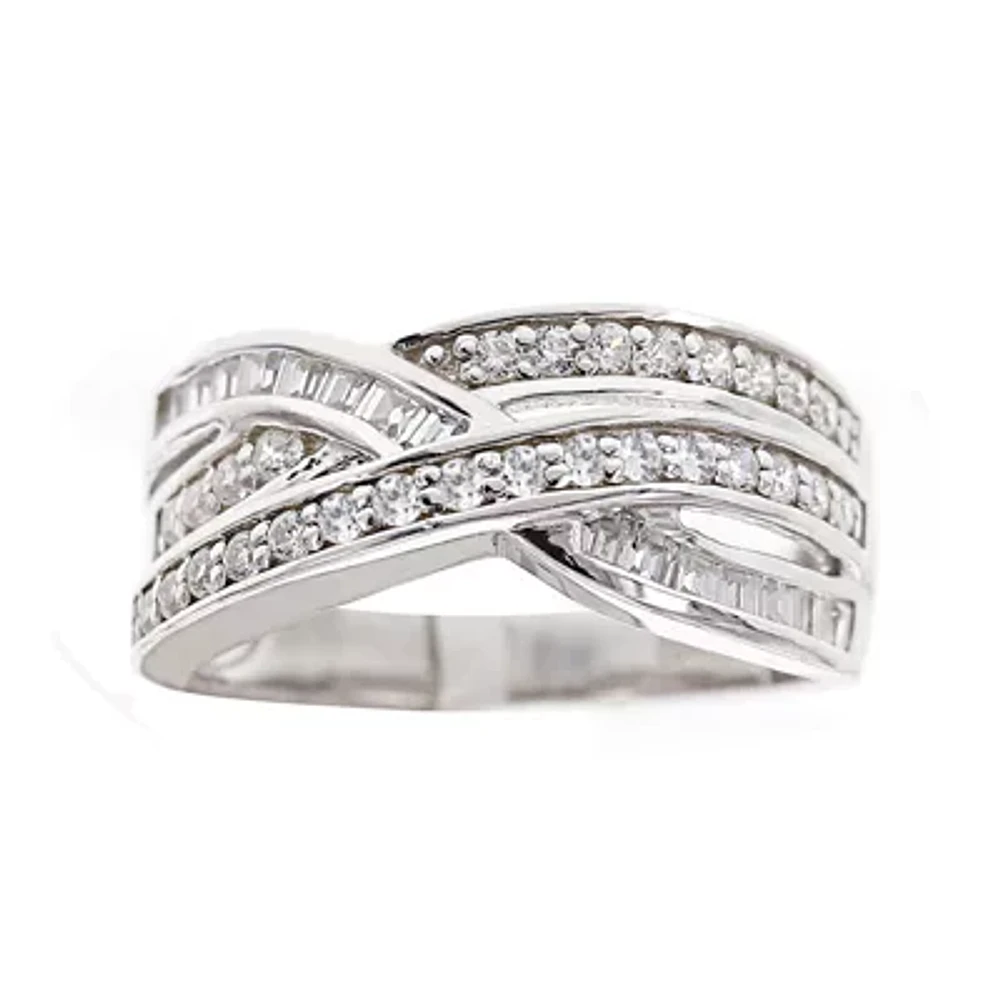 DiamonArt® Cubic Zirconia Sterling Silver Crossover Ring