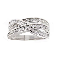 DiamonArt® Cubic Zirconia Sterling Silver Crossover Ring