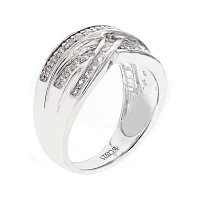 DiamonArt® Cubic Zirconia Sterling Silver Crossover Ring