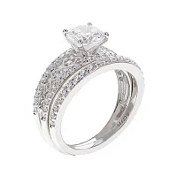 DiamonArt® Cubic Zirconia Sterling Silver Bridal Set