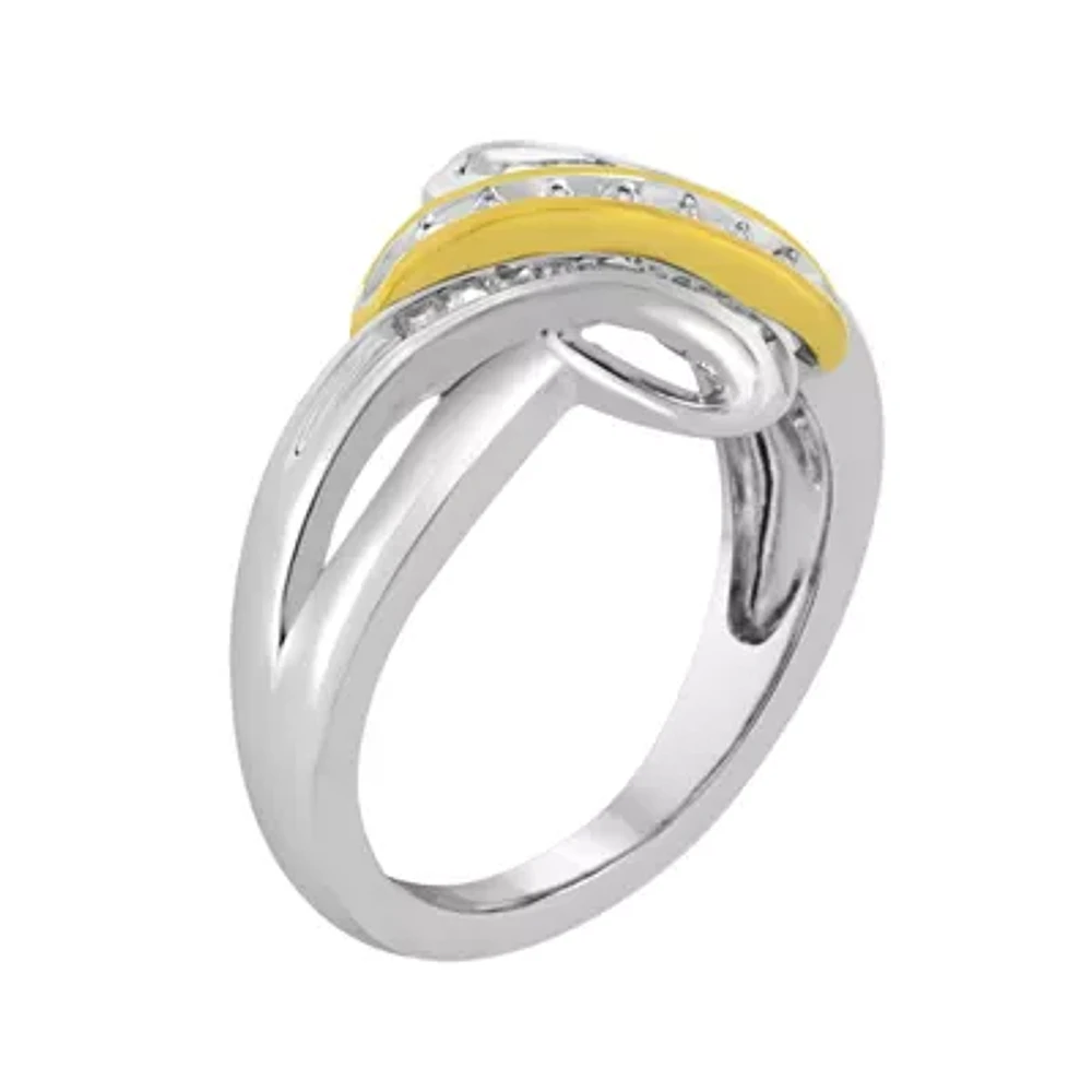 1/4 CT. T.W. Diamond Two-Tone Bypass Ring 