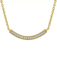 Diamond Accent "Inspire" Womens Diamond Accent Mined White Diamond 14K Gold Over Silver Curved Pendant Necklace