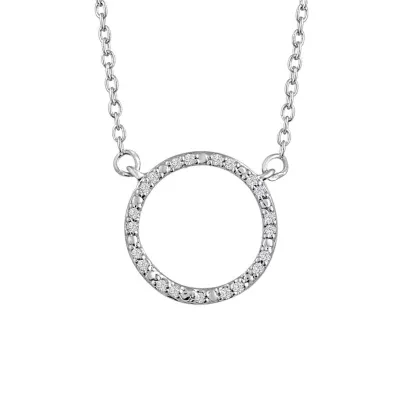 Diamond Accent "Karma" Womens Diamond Accent Natural White Diamond Sterling Silver Circle Pendant Necklaces