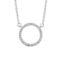 Diamond Accent "Karma" Womens Diamond Accent Natural White Diamond Sterling Silver Circle Pendant Necklace