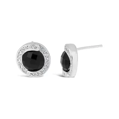 Genuine Black Onyx Sterling Silver 12mm Stud Earrings