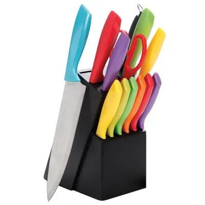 Gibson Home Color Vibes Stainless Steel 14-pc. Knife Block Set