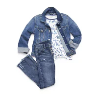 Arizona Little & Big Girls Denim Lightweight Jacket