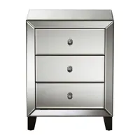 Chevron Bedroom Collection Mirrored 3-Drawer Nightstand