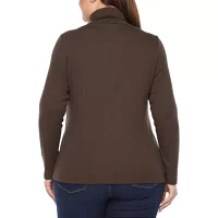 St. John's Bay Womens Plus Turtleneck Long Sleeve T-Shirt