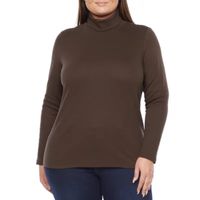 St. John's Bay Womens Plus Turtleneck Long Sleeve T-Shirt