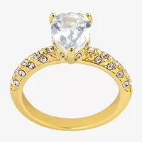 Sparkle Allure Cubic Zirconia 14K Gold Over Brass Pear Engagement Ring