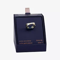 Sparkle Allure Womens 2.5MM Cubic Zirconia 14K Gold Over Brass Crossover Band