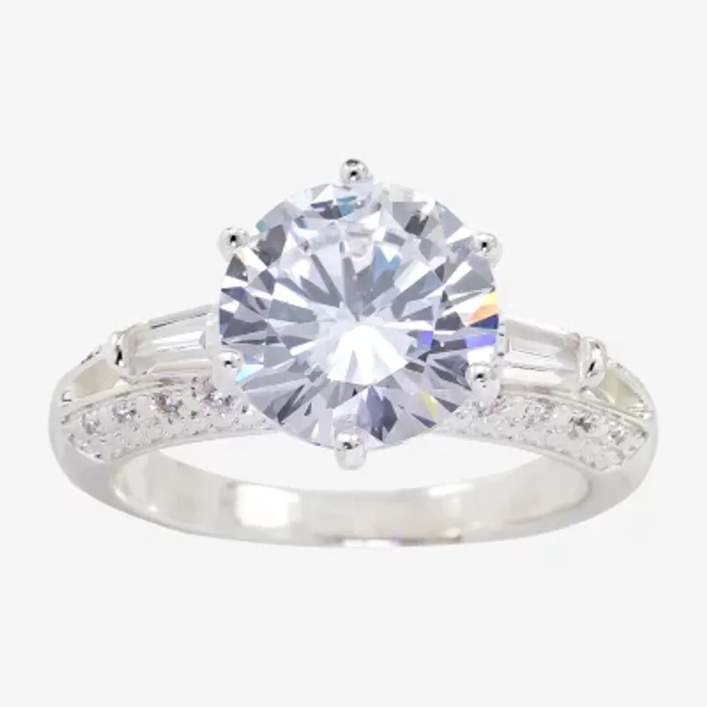 Sparkle Allure Cubic Zirconia Pure Silver Over Brass Round Engagement Ring