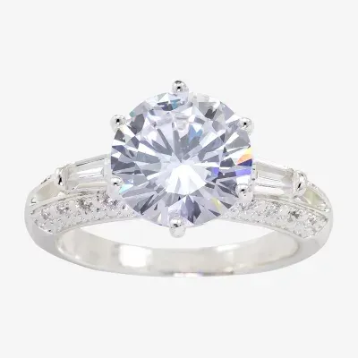 Sparkle Allure Cubic Zirconia Pure Silver Over Brass Round Engagement Ring