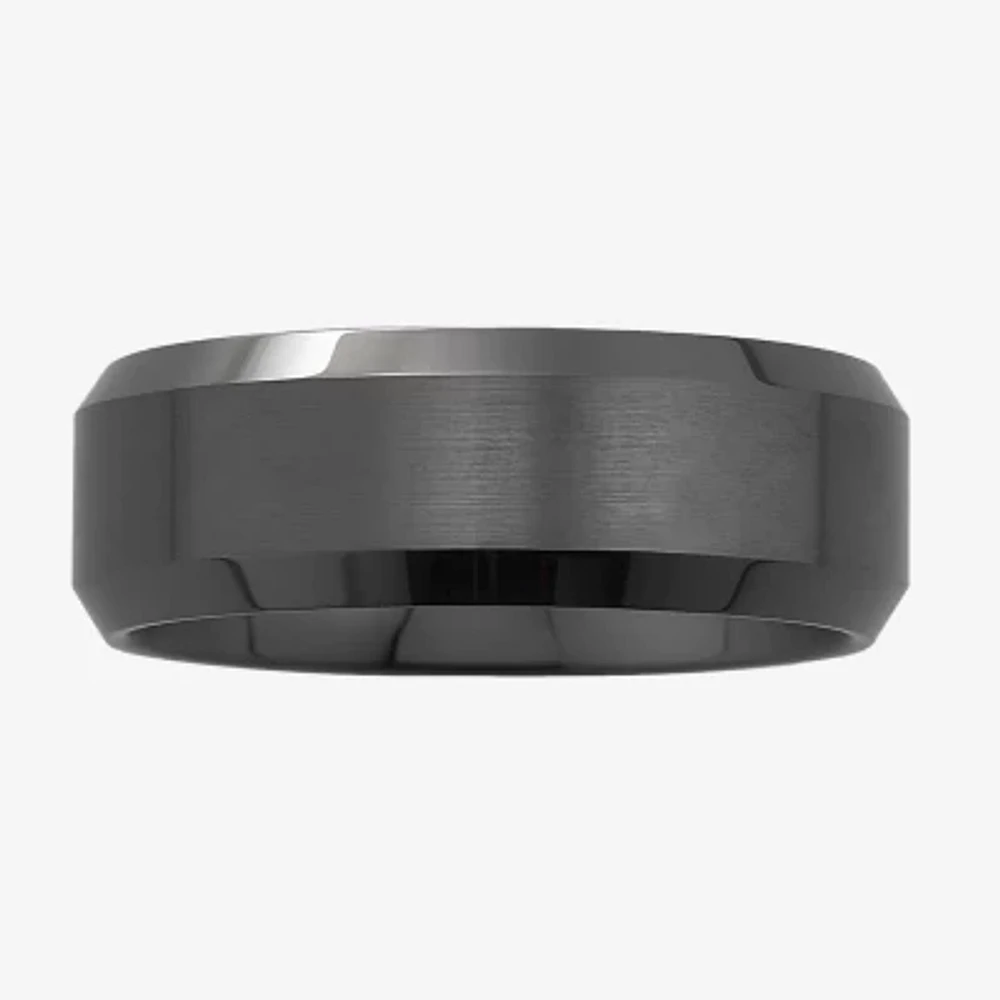 Mens Beveled Ceramic Band