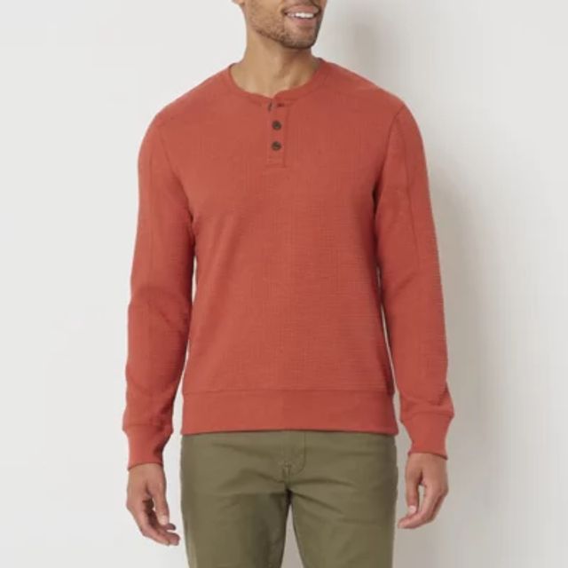 mutual weave Mens Long Sleeve Regular Fit Waffle Henley Shirt