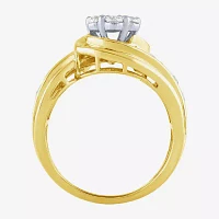 Diamond Blossom (H-I / I1) Womens 2 CT. T.W. Lab Grown White 10K Gold Side Stone Cocktail Ring