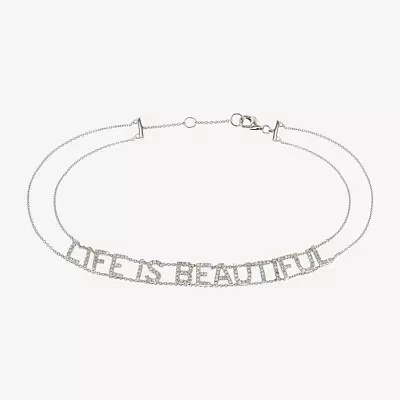 "Life Is Beautiful" 14K White Gold 7 Inch Solid Rolo Chain Bracelet