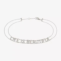 "Life Is Beautiful" 14K White Gold 7 Inch Solid Rolo Chain Bracelet