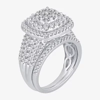 Womens CT. T.W. Natural Diamond 10K White Gold Cushion Bridal Set