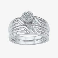 Womens 1/4 CT.T.W. Natural Diamond Sterling Silver Bridal Set