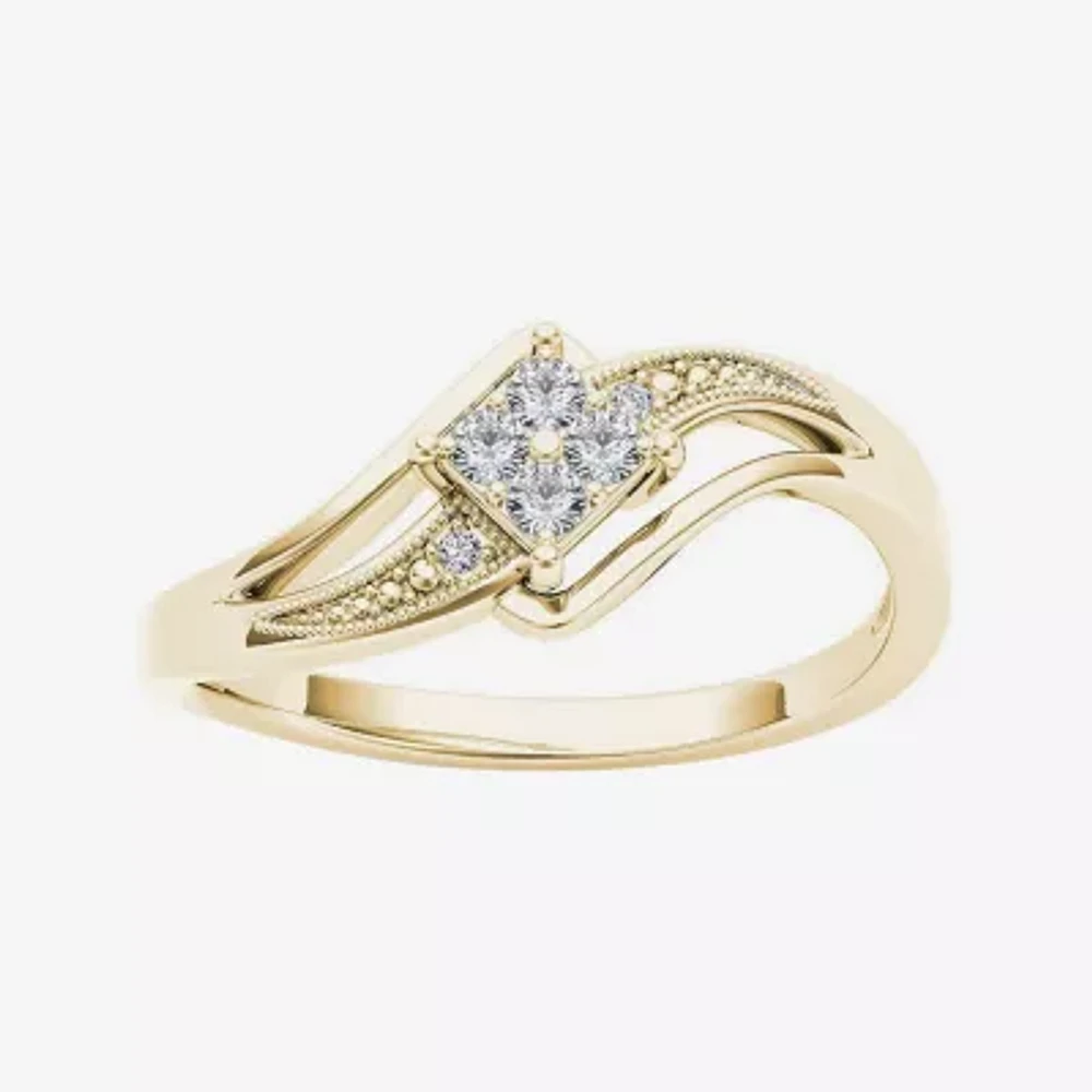 1/10 CT.T.W. Natural Diamond 10K Yellow Gold Engagement Ring