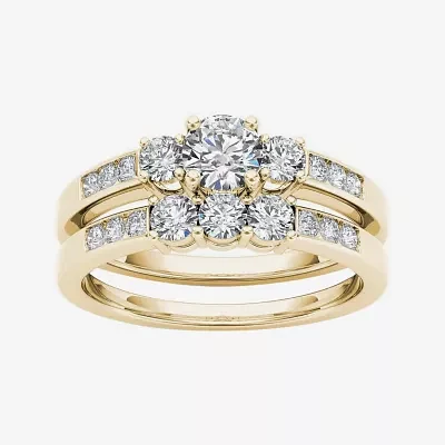1 CT.T.W. Natural Diamond 14K Yellow Gold Bridal Ring Set