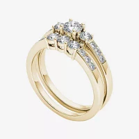 1 CT.T.W. Natural Diamond 14K Yellow Gold Bridal Ring Set