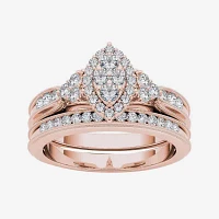 1/2 CT.T.W. Natural Diamond 10K Rose Gold Bridal Ring Set