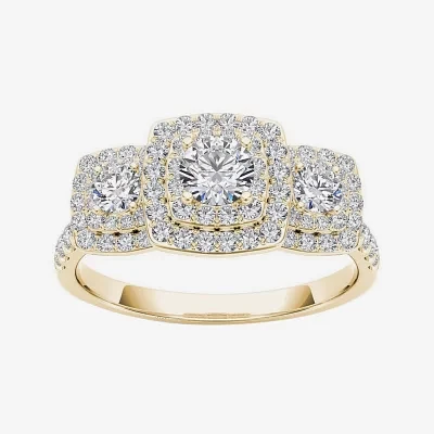 1 CT.T.W. Natural Diamond Halo 10K Yellow Gold Engagement Ring