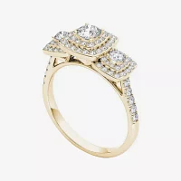 1 CT.T.W. Natural Diamond Halo 10K Yellow Gold Engagement Ring