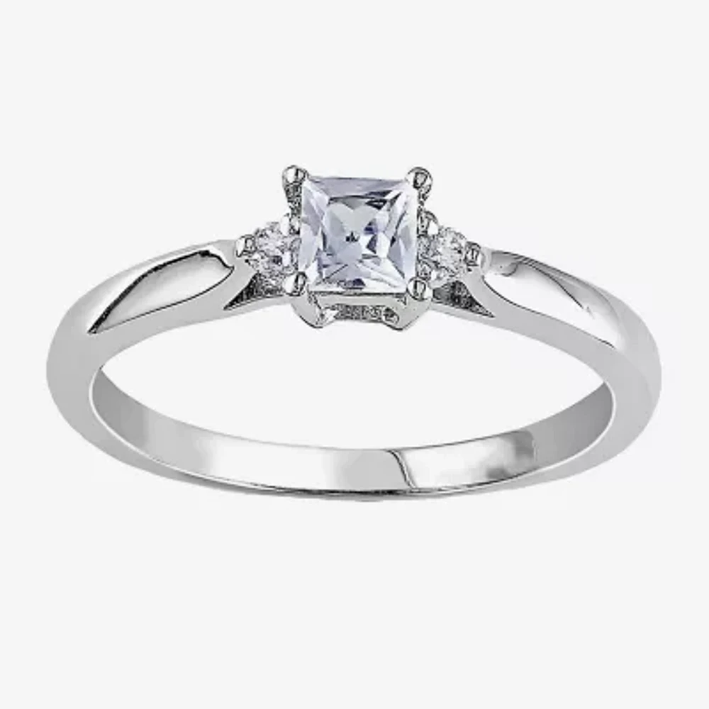 Lab-Created White Sapphire & Diamond-Accent Engagement Ring