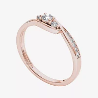 1/ CT.T.W. Natural Diamond 10K Rose Gold 3-Stone Engagement Ring