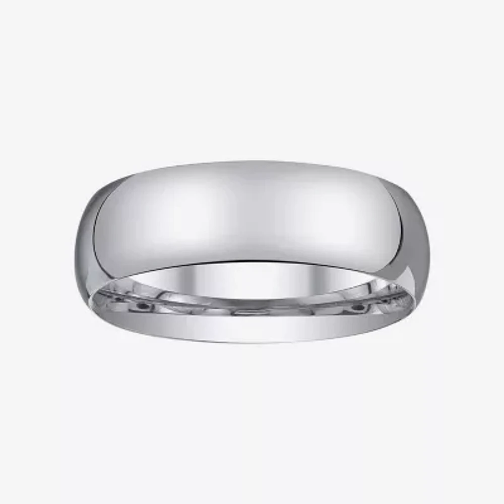 Womens 6mm Silver Domed Wedding Band Ring