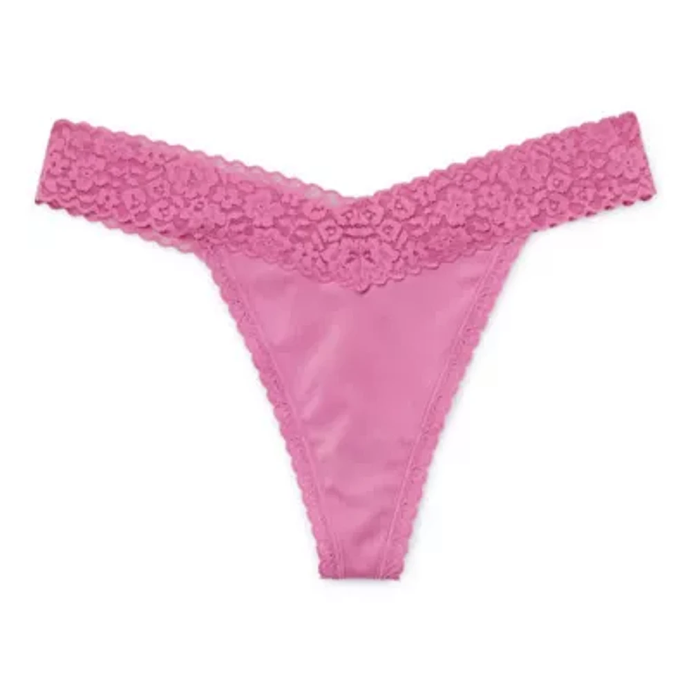 Ambrielle Everyday Thong with Lace Trim Panty