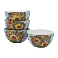 Certified International Sunflower Bouquet 4-pc. Earthenware Ice Cream Bowl