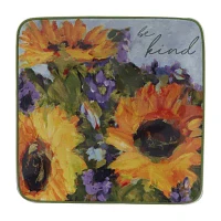 Certified International Sunflower Bouquet Canape 4-pc. Earthenware Appetizer Plate