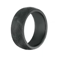 Mens Black Zirconium Textured Wedding Band