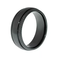 Mens Black Zirconium Wedding Band