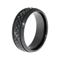 Mens Black Zirconium Textured Wedding Band