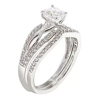 DiamonArt® Cubic Zirconia Sterling Silver Infinity Bridal Ring Set